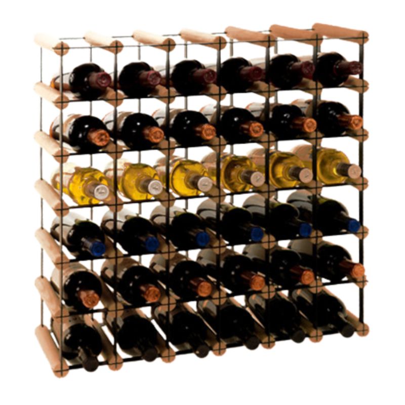 Stojak na wino MODO24 na butelki PET szafka trwały eko na 36 butelek czarny metal drewno brązowe 1 szt.