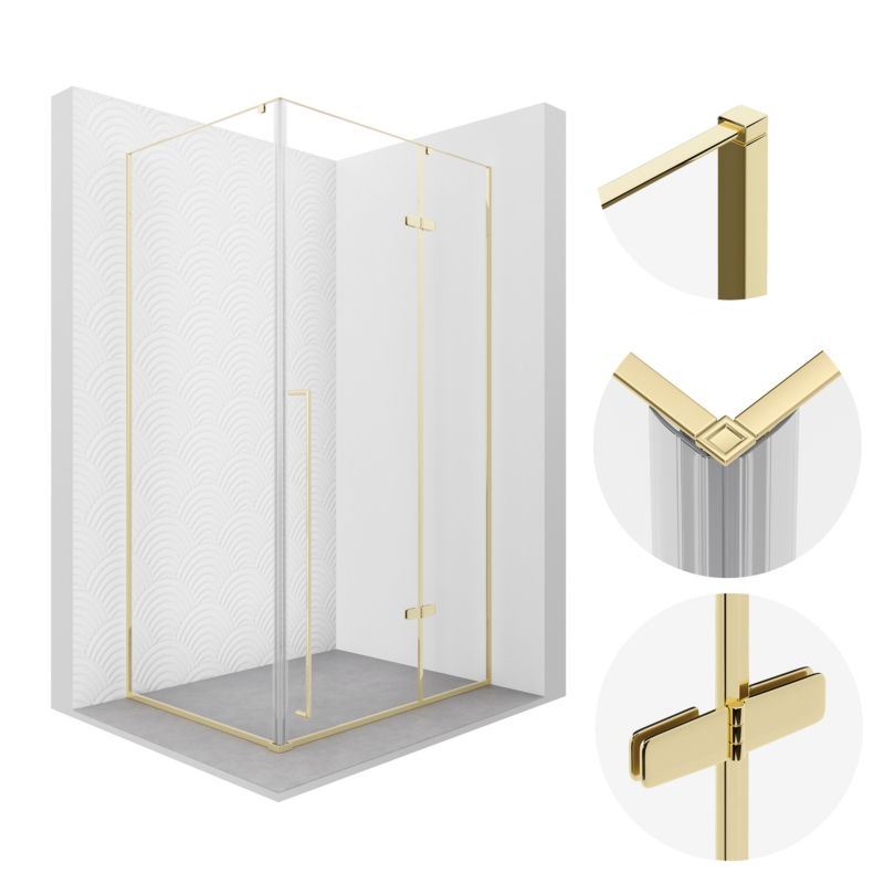 Kabina prysznicowa SEVANTE 100x100 kwadratowa uchylna ILEX złota 1 szt.
