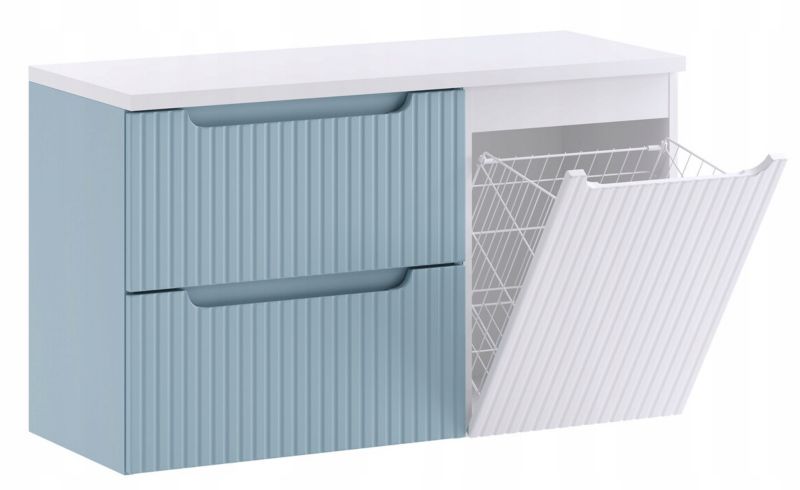 Szafka łazienkowa Furnidea 100 cm biały z koszem i blatem Nova 1 szt.