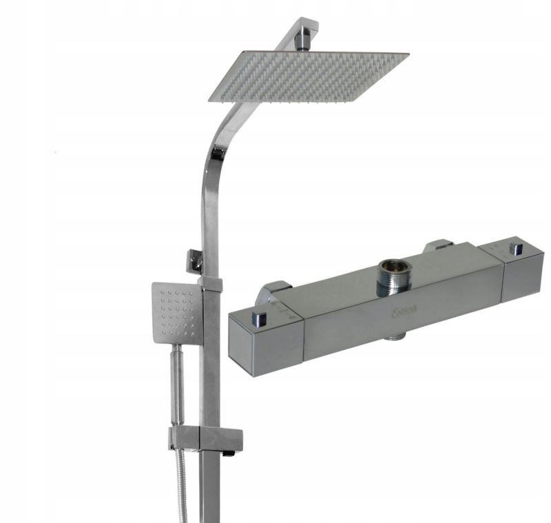 Zestaw bateria prysznicowa ścienna Estiva KOBA termostatyczna deszczownica 1 kpl