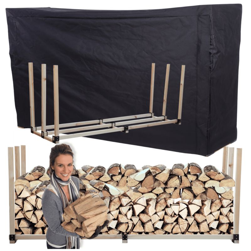 Stojak na drewno kominkowe MODO24 wiata z pokrowcem drewutnia 1,9 m3 1 szt.