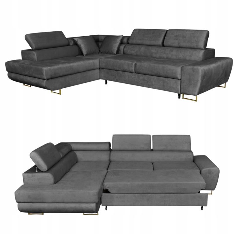 Sofa kanapa do salonu rozkładany lewy Family Meble Bosso szary 1szt