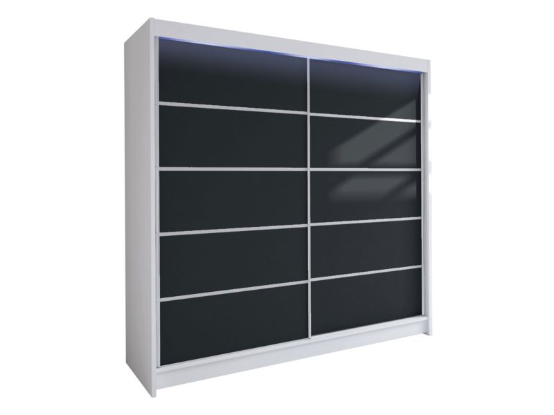 Szafa MIRJAN 24 z drzwiami przesuwnymi Talin IV z oświetleniem RGB biały/czarny 1 szt.