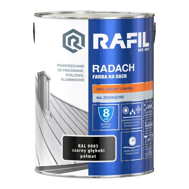 Farba na dach Rafil Radach czarny głęboki RAL9005 5 l
