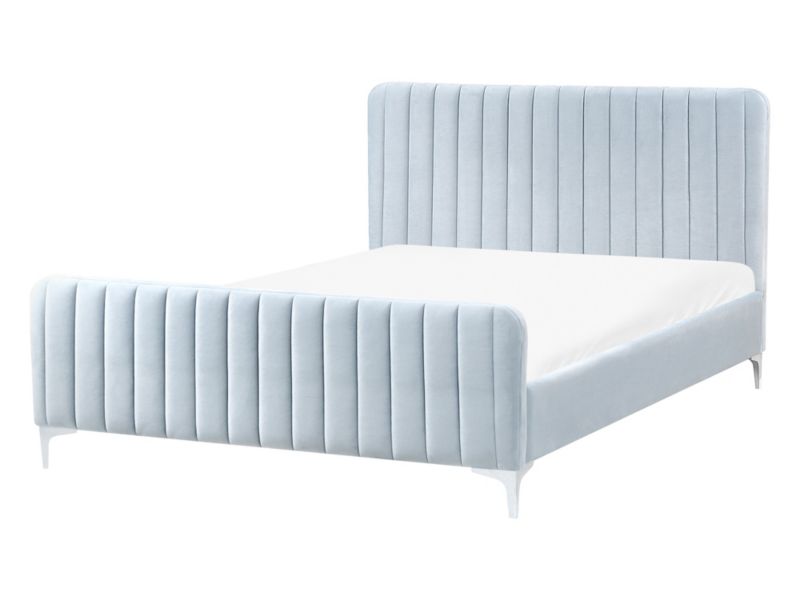 Łóżko Welur Lunan 140 x 200 cm Błękitny 1 szt.