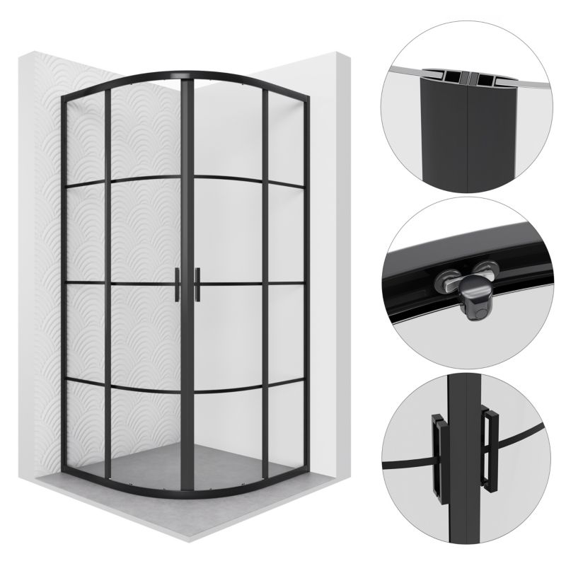 Kabina prysznicowa SEVANTE PAXI 90x90 półokrągła uchylna czarna 1 szt.