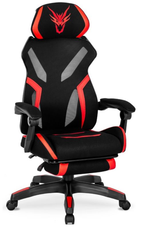 Fotel Gamingowy Maximo Mebel Elite Obrotowy Czarny/Czerwony 1 szt