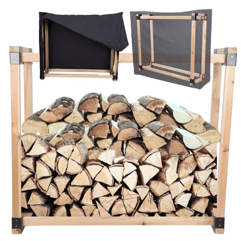 Stojak na drewno kominkowe MODO24 wiata z pokrowcem drewutnia 0,5 m3 1 szt.