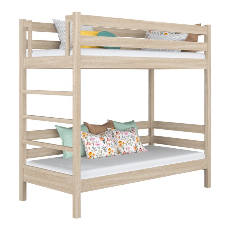 Dębowe łóżko N-WOOD piętrowe N03 dąb bielony 80x180 1szt.