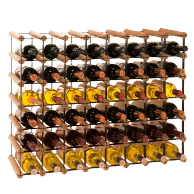 Stojak na wino MODO24 na butelki PET szafka duży eko na 48 butelek czarny metal drewno brązowe 1 szt.