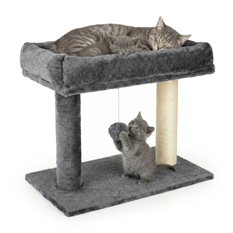 Drapak dla kota 41 cm Be-active.pl l z legowiskiem i piłką słupek sizalowy szary 1 szt.