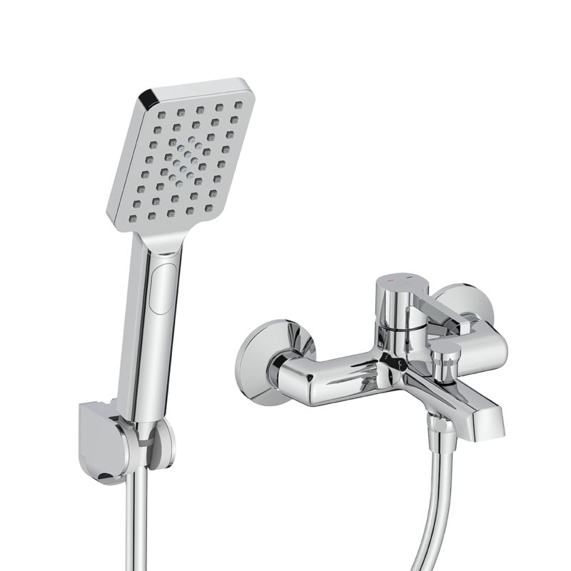 Bateria wannowa ścienna Laveo Alita chromowana z zestawem natryskowym 1 szt.