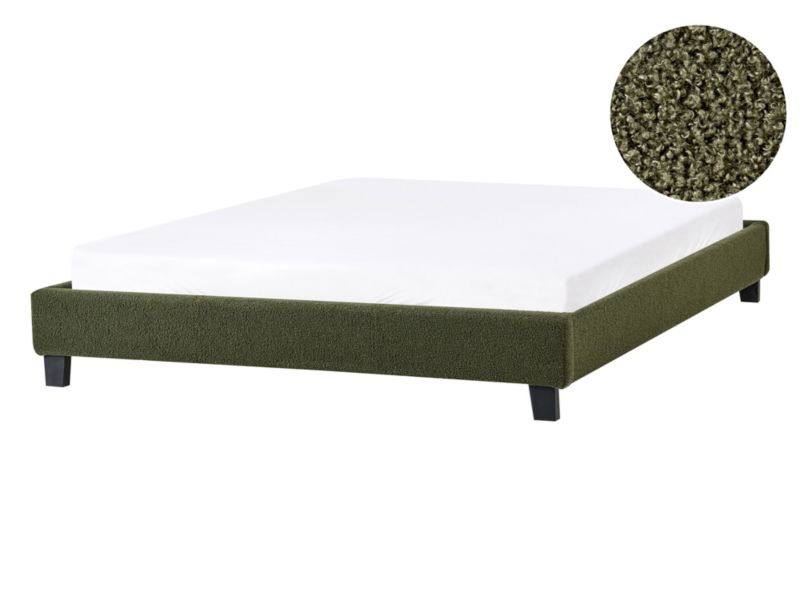 Łóżko bez zagłówka Boucle Roanne 140 x 200 cm Ciemnozielony 1 szt.