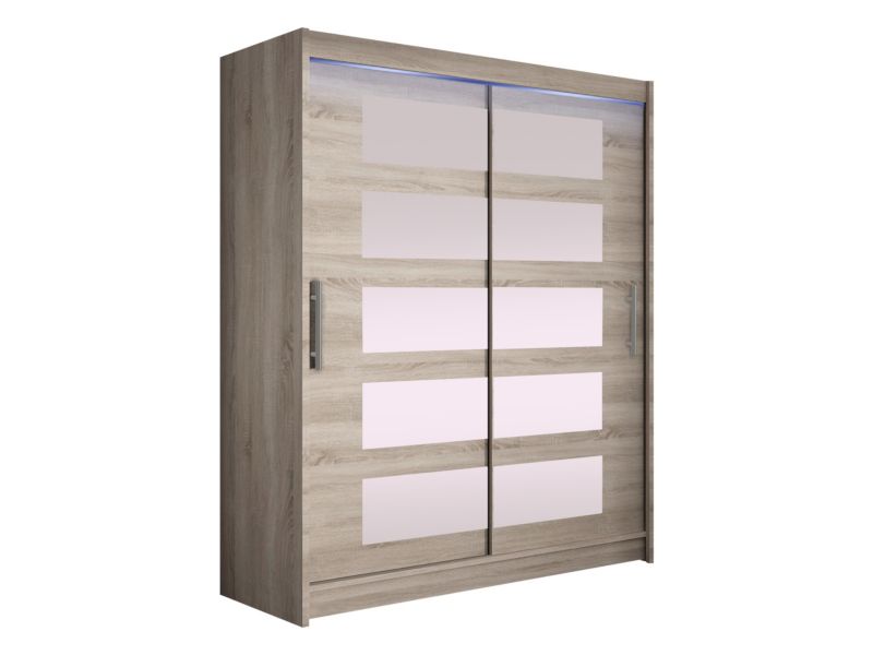 Szafa MIRJAN 24 z drzwiami przesuwnymi Presto V z oświetleniem RGB trufel/lustro 1 szt.