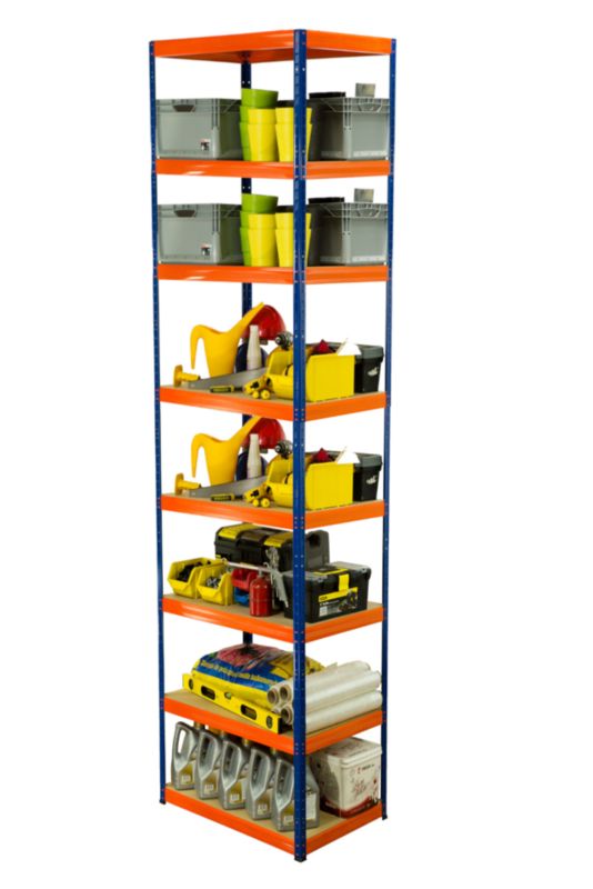 Regał metalowy MODO24 magazynowy niebiesko-pomarańczowy helios 270x50x50cm 8 półek po 175 kg 1 szt.