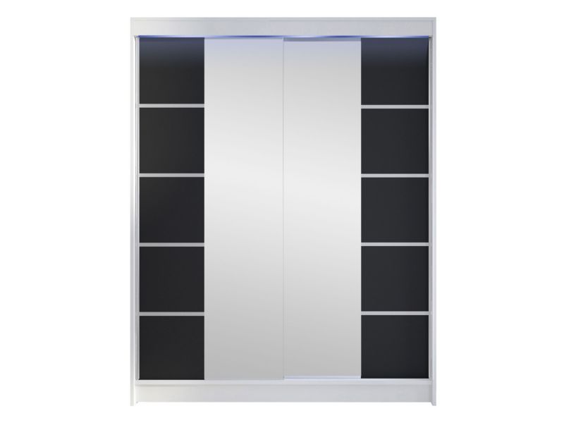 Szafa MIRJAN 24 z drzwiami przesuwnymi Camino V z oświetleniem RGB biały/czarny 1 szt.