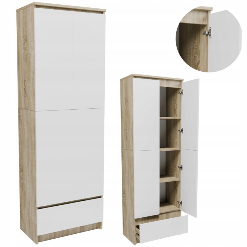 Regał Matkam biurowy R60CLP2D1SSOB zamknięty dąb sonoma-biały 1 szt.