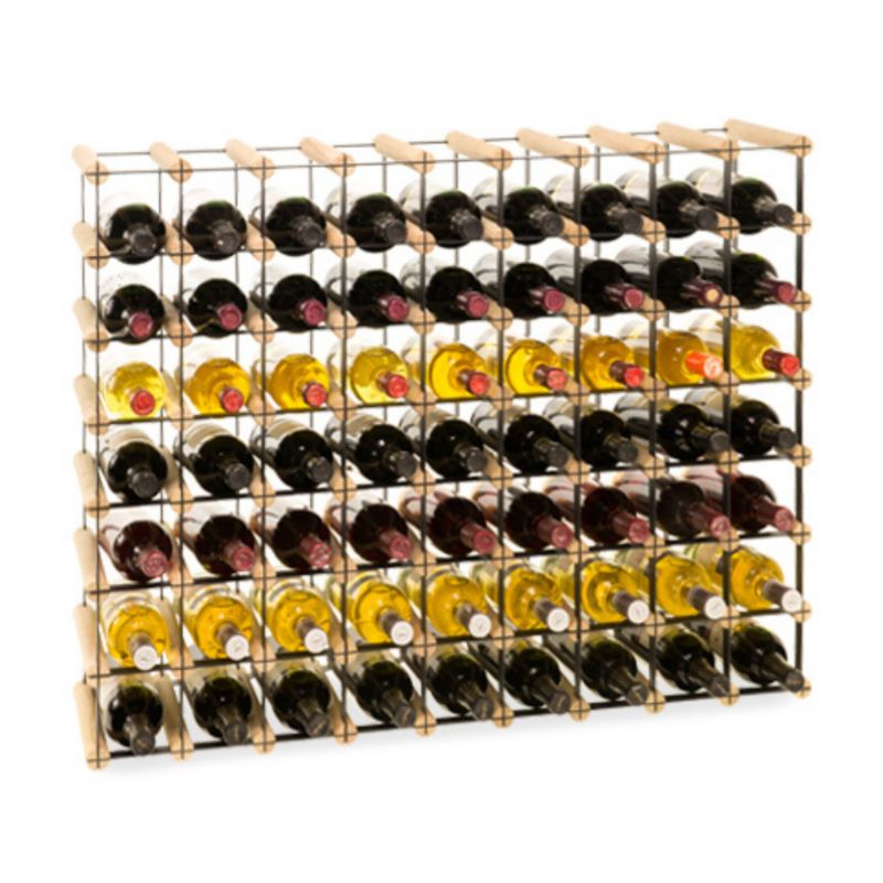 Stojak na wino MODO24 na butelki PET szafka wielki eko na 63 butelek czarny metal drewno naturalne 1 szt.