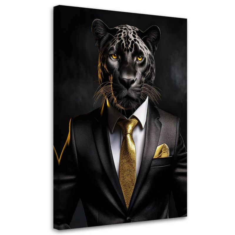 Obraz na płótnie Feeby Czarna Pantera w garniturze 40x60cm 1szt