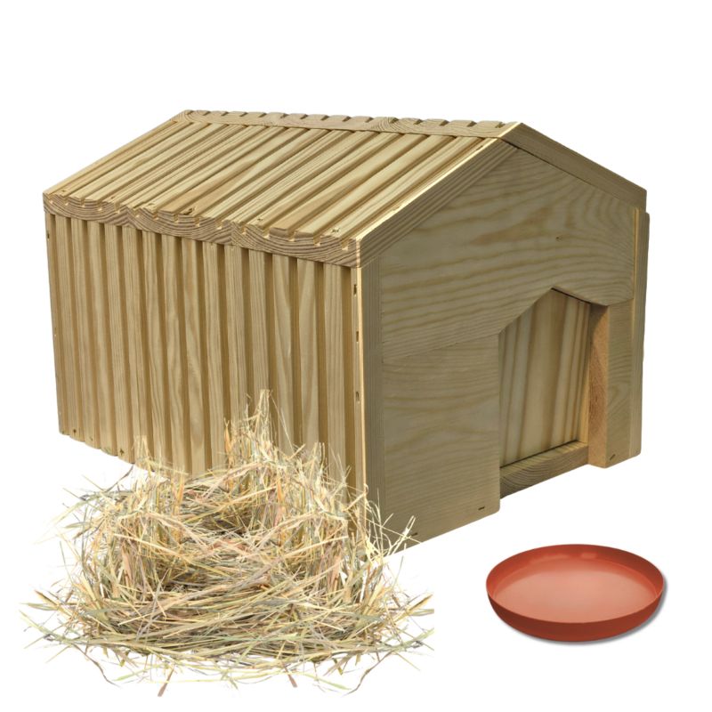 Domek dla jeża MODO24 naturalny drewniany 25x36x27 cm z siankiem i miseczką 1 szt.