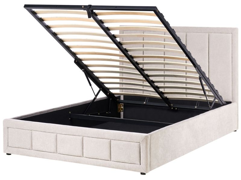 Łóżko z pojemnikiem Quiberon 140 x 200 cm Beżowoszary 1 szt.