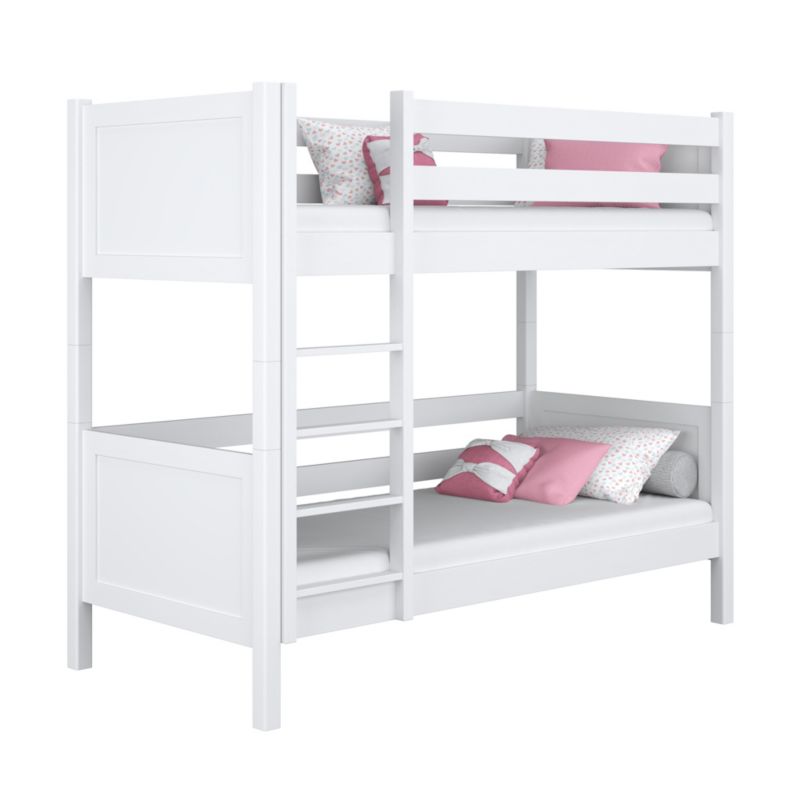 Drewniane łóżko N-WOOD piętrowe N02 biały 80x180 1szt.