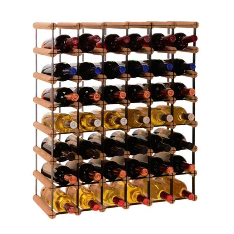 Stojak na wino MODO24 na butelki PET szafka duży eko na 42 butelki czarny metal drewno brązowe 1 szt.
