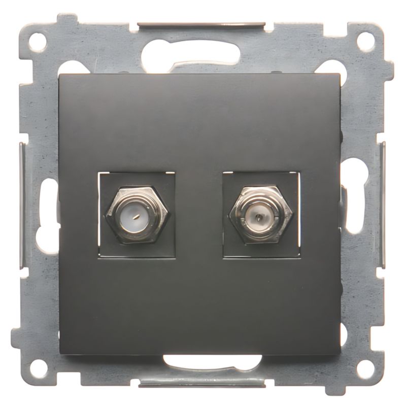 Gniazdo Antenowe Podwójne 2X Simon 54 Typ F Antracyt Metalizowany 1 szt.