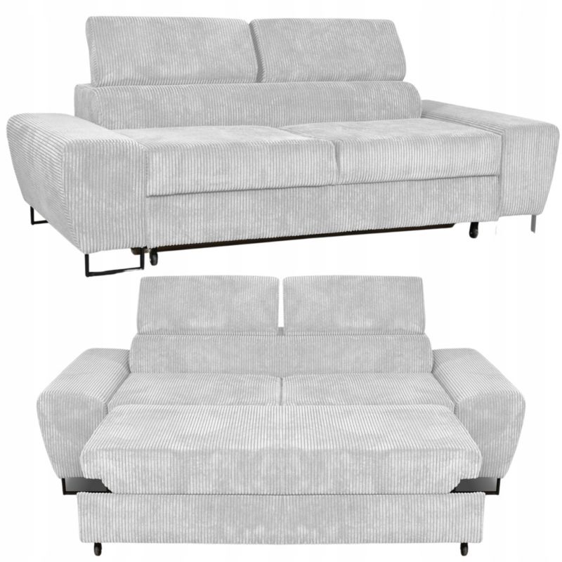 Kanapa do salonu rozkładana z regulowanym zagłówkiem Family Meble Savio jasnoszary 1szt