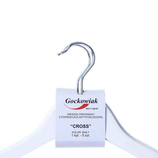 Wieszak drewniany Cross biały 5 szt.