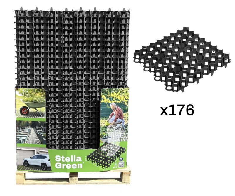 Kratka trawnikowa Stella Green 500x500/50 mm czarny 176 szt.