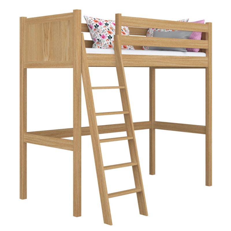 Dębowe łóżko N-WOOD na antresoli N04 dąb naturalny 80x180 1szt.