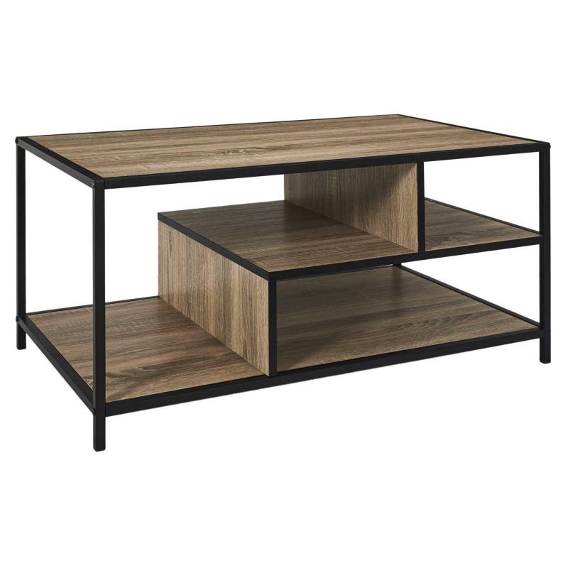 Stolik kawowy Edison INTESI stolik prostokątny industrialny loftowy drewniany blat 90x55 cm 1 szt.