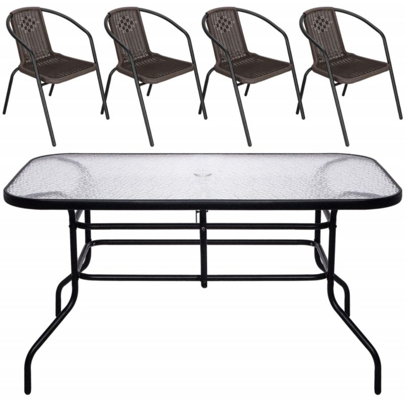 Komplet mebli ogrodowych Springos stół prostokątny 120 x 70 cm krzesła metalowe 4 szt. 1 kpl.