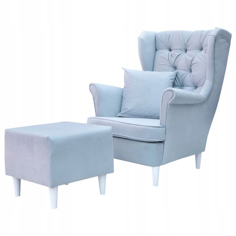 Fotel uszak do salonu z podnóżkiem Family Meble Gaja niebieski 1szt