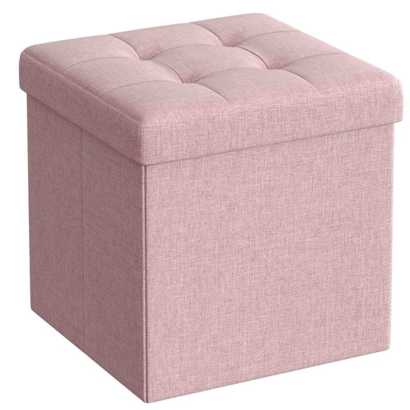 Pufa Songmics tapicerowana ze schowkiem podnóżek różowa 1 szt.
