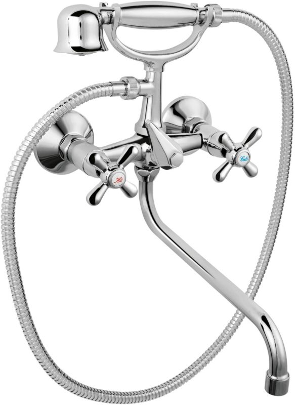 Bateria wannowo-prysznicowa Ferro Retro, ścienna, chrom, z natryskiem, bez termostatu 1 szt.