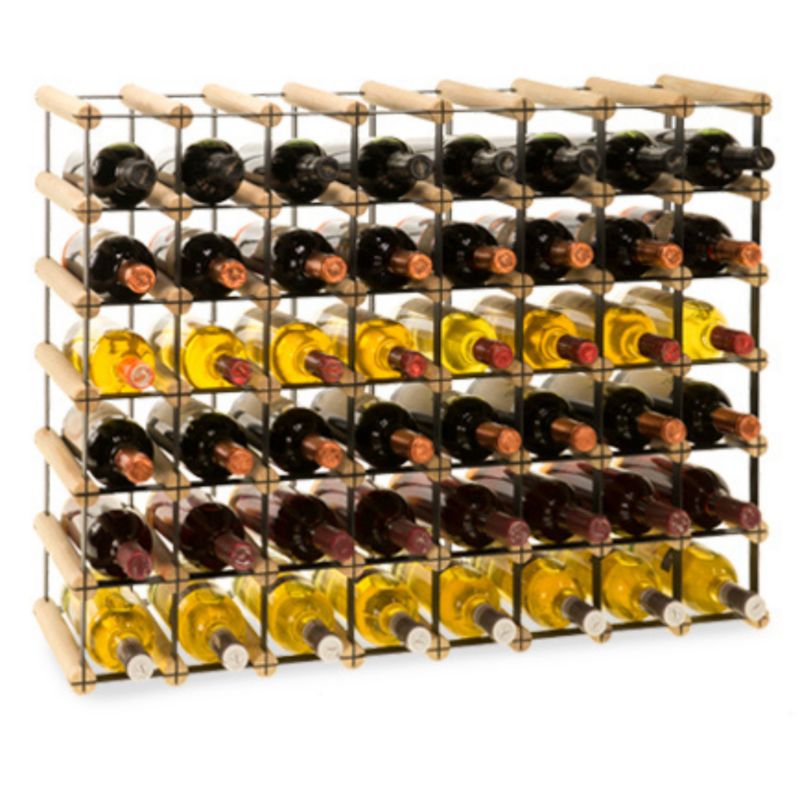 Stojak na wino MODO24 na butelki PET szafka duży eko na 48 butelek czarny metal drewno naturalne 1 szt.