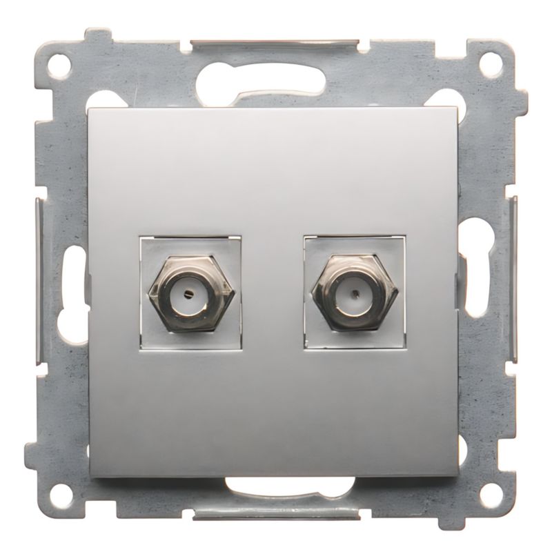 Gniazdo Antenowe Podwójne 2X Simon 54 Typ F Srebrne Mat Podtynkowe 1 szt.