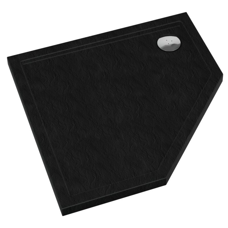 Brodzik pięciokątny Schedpol Atla 80 x 80 x 5 cm czarny strukturalny