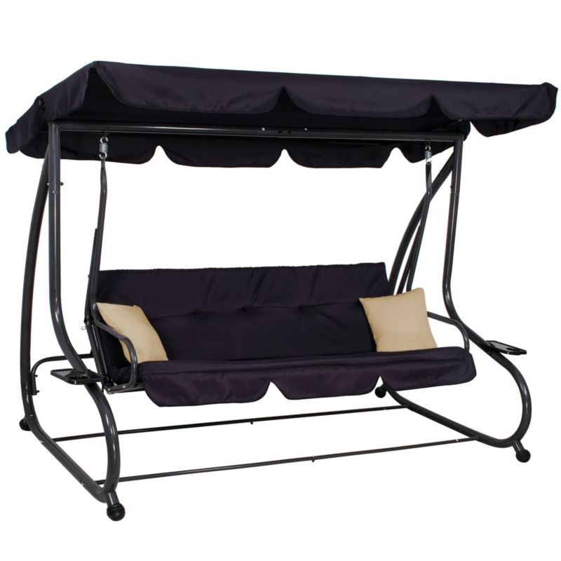 Huśtawka ogrodowa Springos z daszkiem 4 osobowa czarna 1 szt.