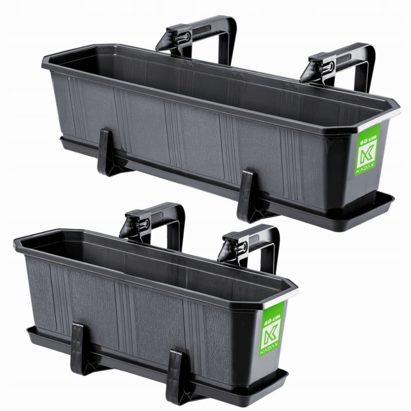 Skrzynka Balkonowa KADAX 60+40cm Uchwyty Grafitowa 1 szt.