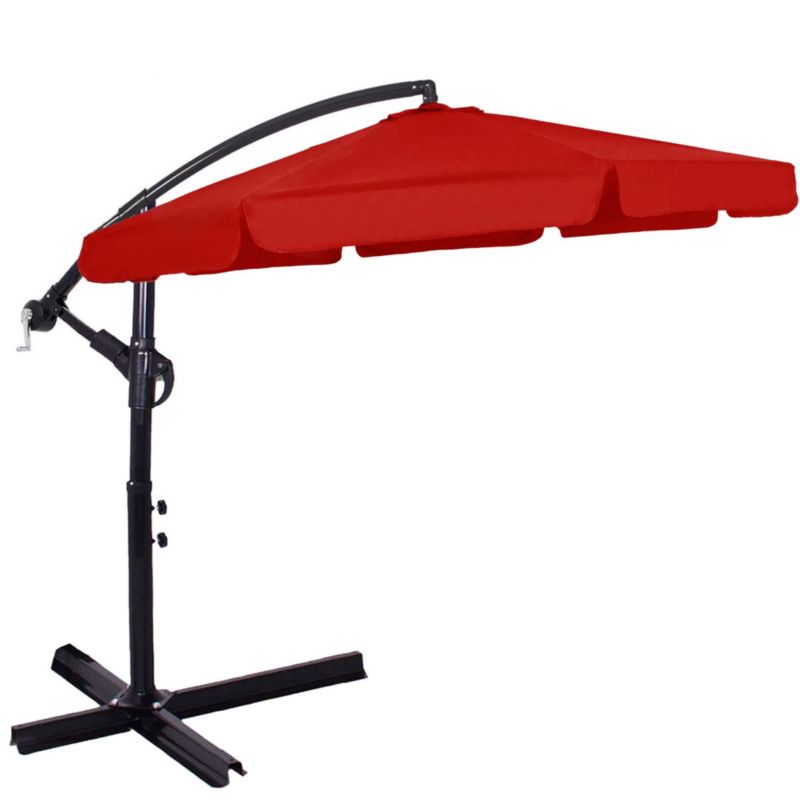 Parasol na taras 350 cm na wysięgniku Springos ogrodowy składany z korbką czerwony 1 szt.