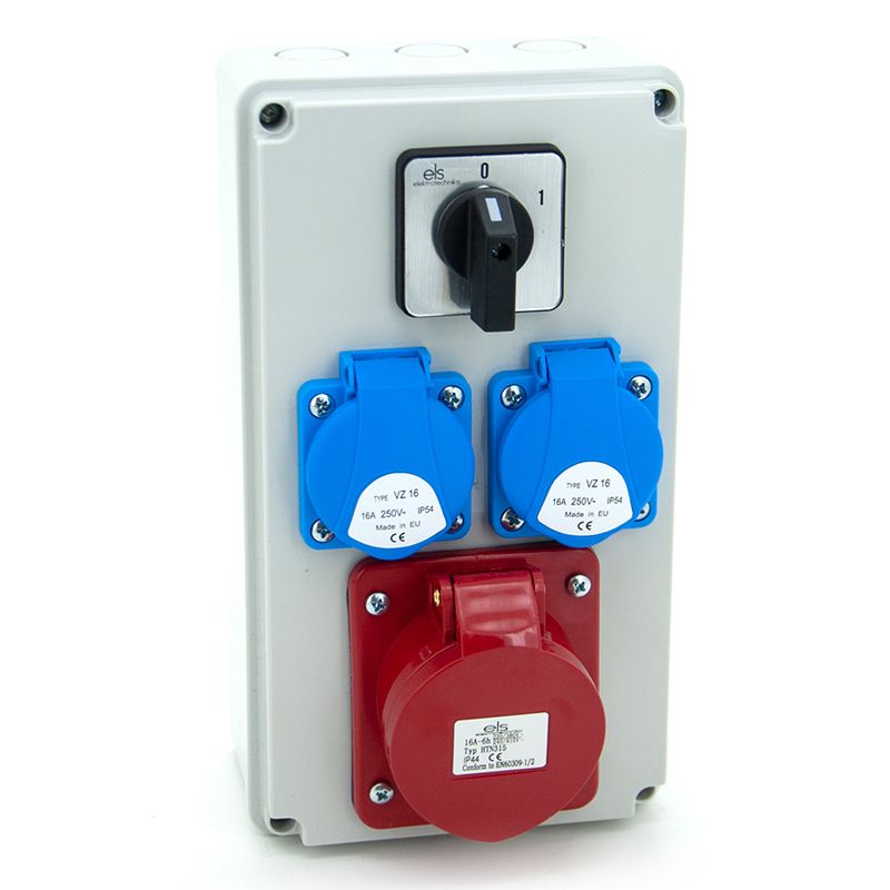 Rozdzielnica elektryczna, skrzynka natynkowa ELS Elektrotechnika N211-01 16A/5P 2x230V, obudowa naścienna IP67, okablowana 1 szt.