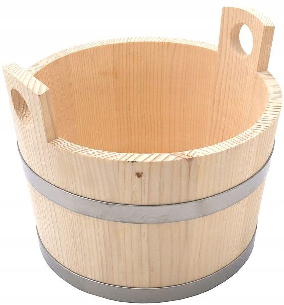 Wiadro FEINZ Cebrzyk Do Sauny Wiaderko Drewniane Stal Nierdzewna 5L 1 szt.