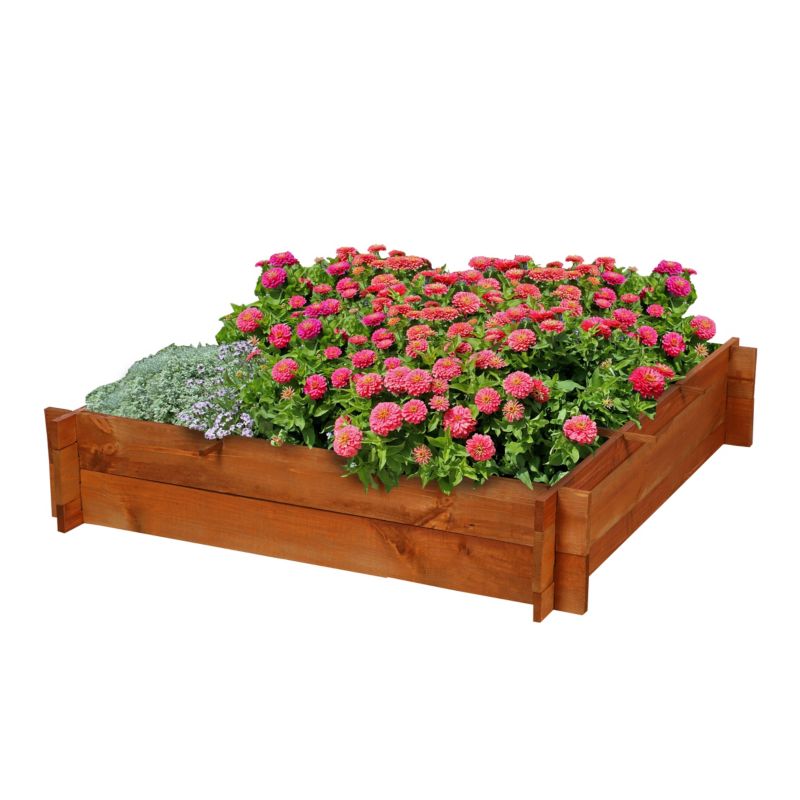 Skrzynia ogrodowa MODO24 podwyższona do uprawy warzyw i ziół 100 x 100 cm brązowa 1 szt.