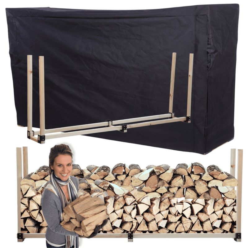 Stojak na drewno kominkowe MODO24 wiata z pokrowcem drewutnia 0,9 m3 1 szt.