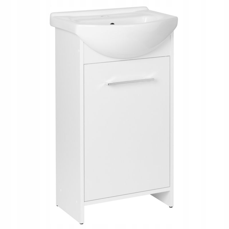 Szafka łazienkowa z umywalką ceramiczną MyFurni, 45 cm, biała matowa, stojąca, 1 kpl.