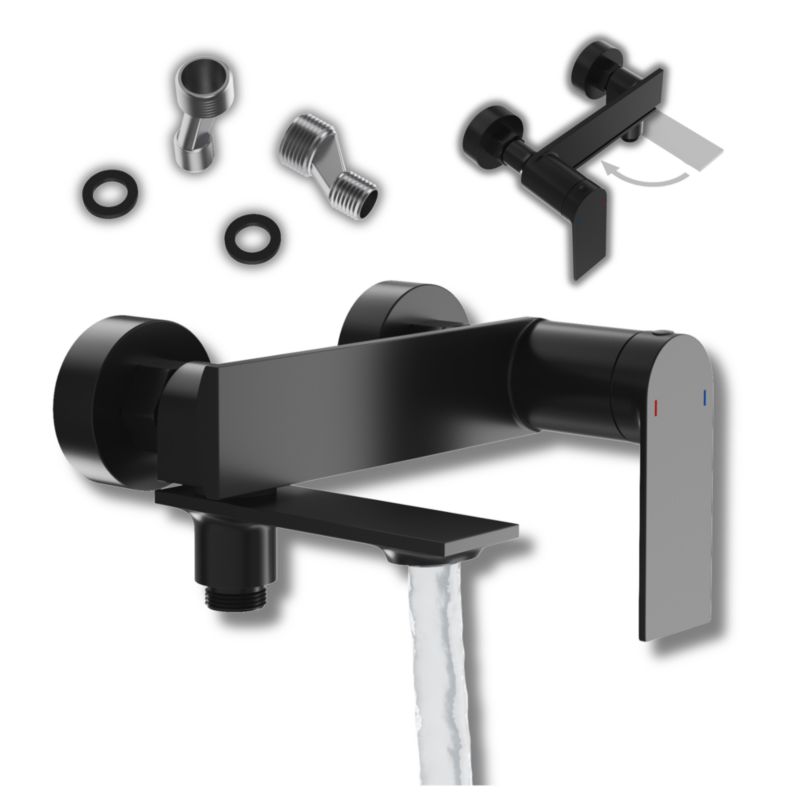 Bateria Wannowa Łazienkowa Ścienna Granitan Cabo Czarna Jednouchwytowa 1szt.