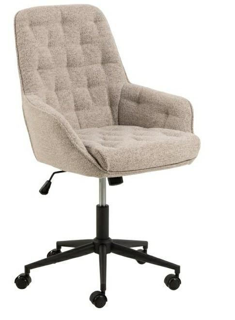 Fotel biurowy obrotowy Erik Monza ACTONA beżowy z podłokietnikami pikowany nowoczesny 1 szt.